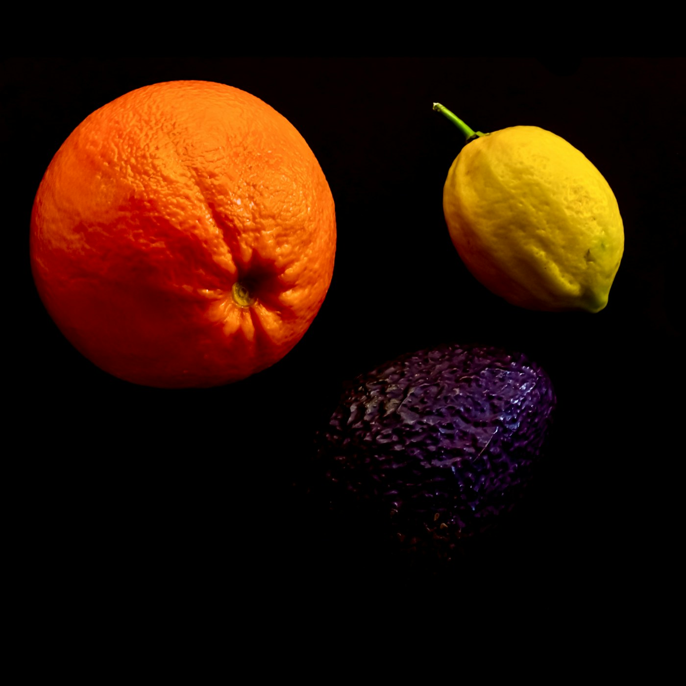 Fresh orange, lemon, and avocado